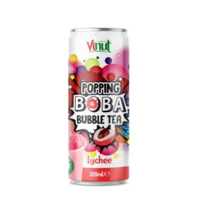 Vinut Popping Boba Bubble Tea – Licsi ízű üdítőital szétpattanó golyókkal (320ml)