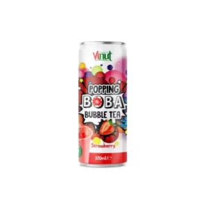 Vinut Popping Boba Bubble Tea – Eper ízű üdítőital szétpattanó golyókkal (320ml)