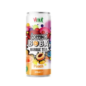 Vinut Popping Boba Bubble Tea – Őszibarack ízű üdítőital szétpattanó golyókkal (320ml)