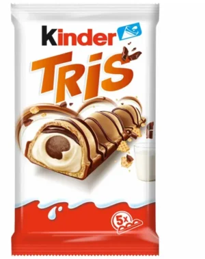 Kinder Tris – Krémes tejes és kakaós töltelékkel töltött ropogós ostyaszelet (5 db)