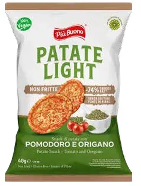 Più Buono Patate Light – Paradicsomos-Oregánós Snack (40g)