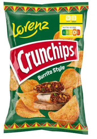 Lorenz Crunchips Burrito Style – Mexikói Fűszerezésű Burgonyachips (150g)